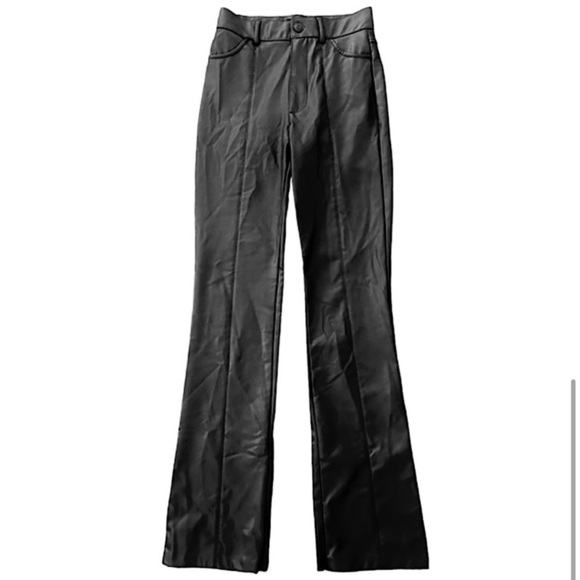 Zara High Rise Vegan Faux Leather Trouser Pants, Black, Size XS - Picture 5 of 10